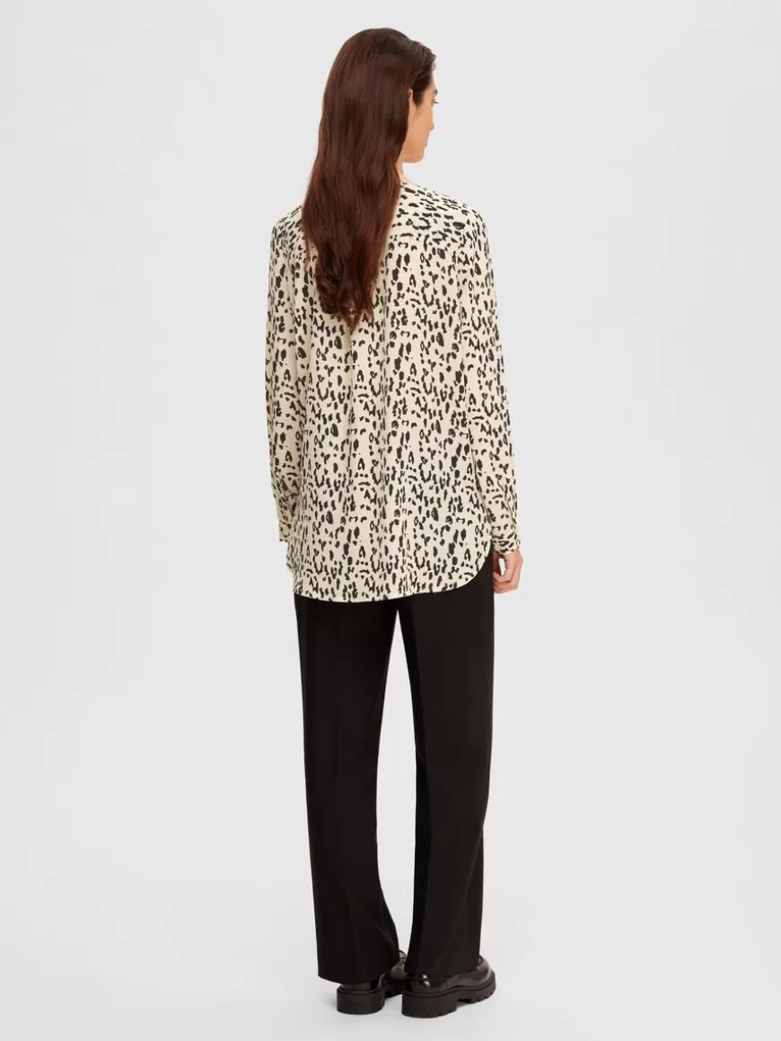 SELECTED LEOPARDPRINT SKJORTE Beige Cheap