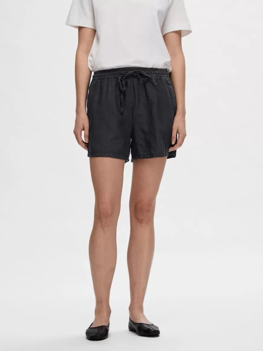 SELECTED LIN SHORTS Black Shop