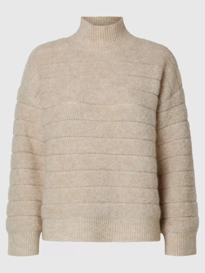 SELECTED LODDEN HØYHALSET GENSER Beige Fashion