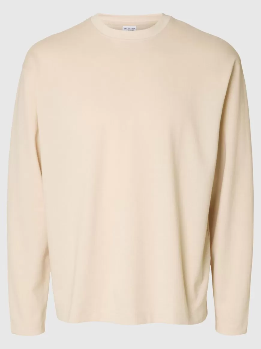 SELECTED LOOSE FIT LANGERMET T-SKJORTE Beige Discount