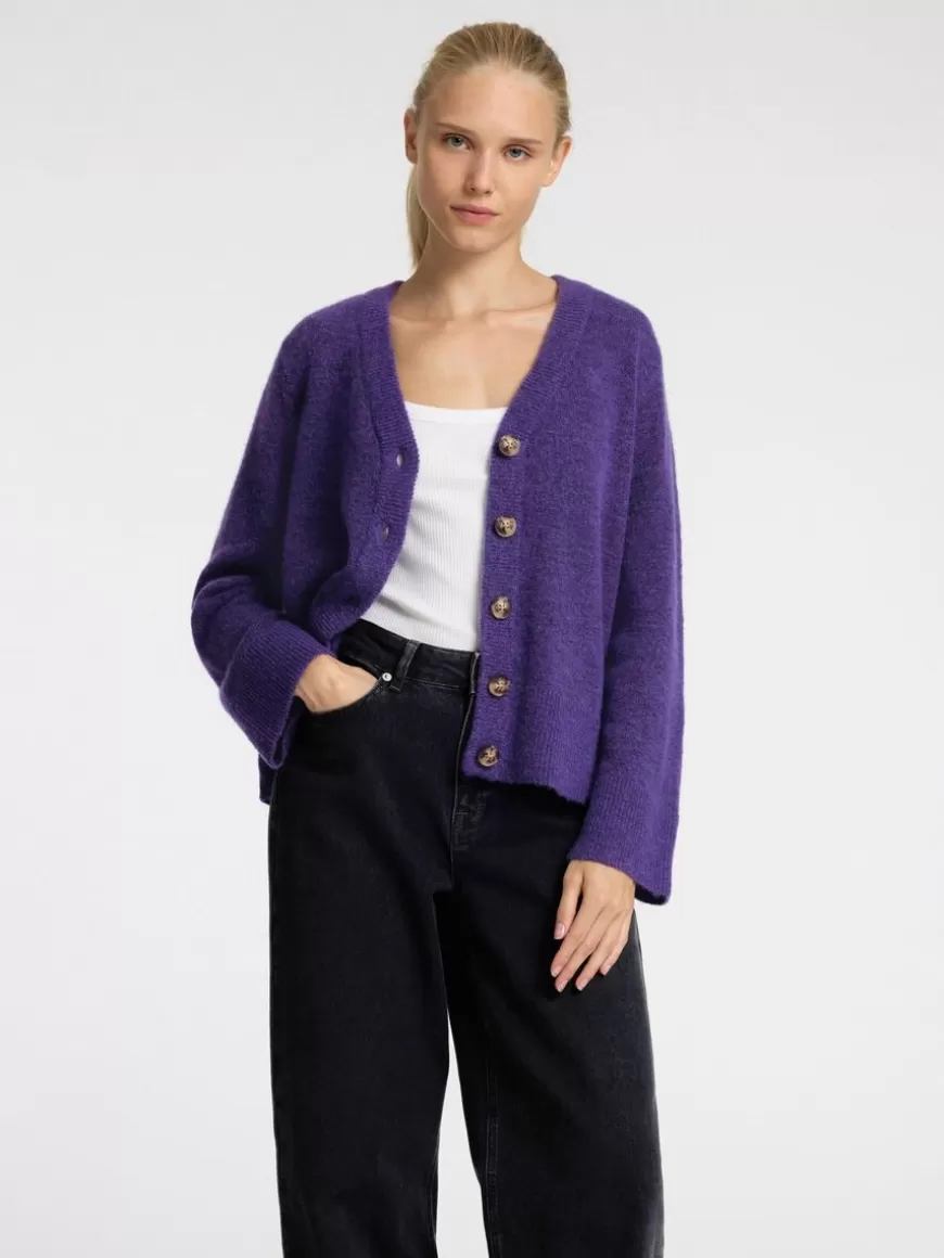 SELECTED LØS PASSFORM CARDIGAN Purple Outlet