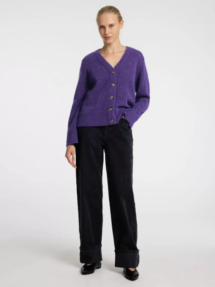 SELECTED LØS PASSFORM CARDIGAN Purple Outlet