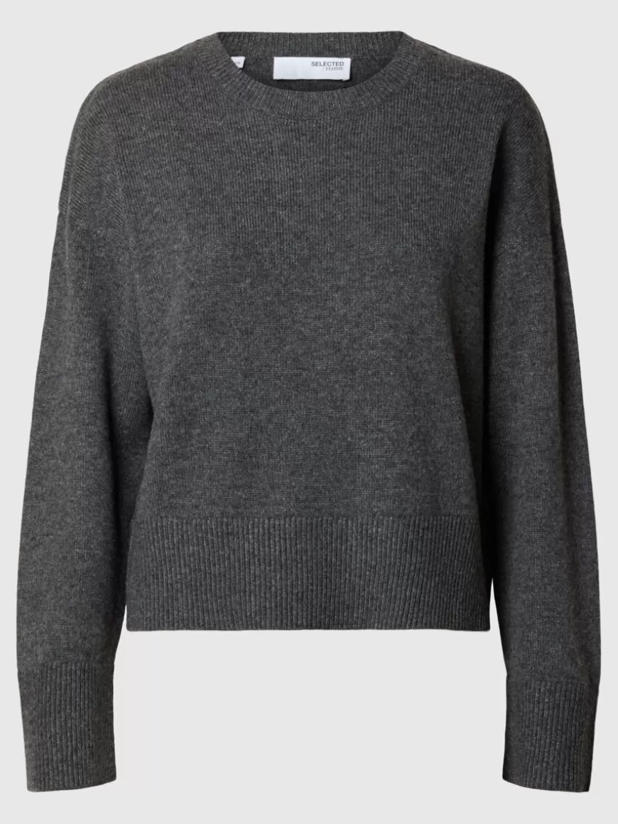 SELECTED LØS PASSFORM CREW NECK-GENSER Grey Cheap