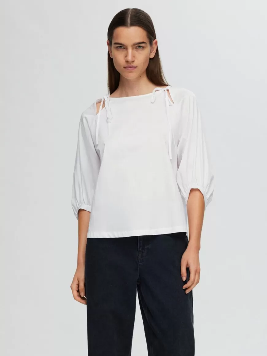 SELECTED LØSTSITTENDE BLUSE MED 3/4 ERMER White Cheap