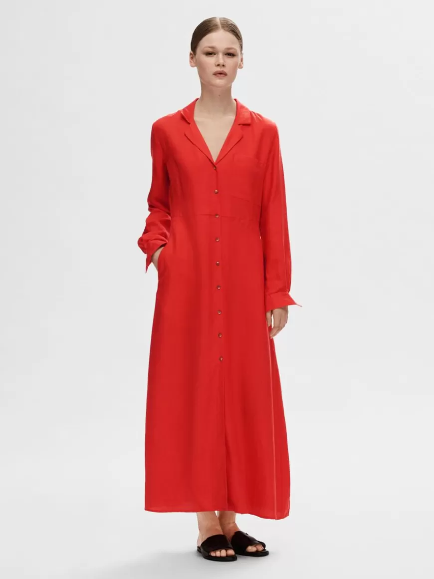 SELECTED MAXI SKJORTEKJOLE Red New