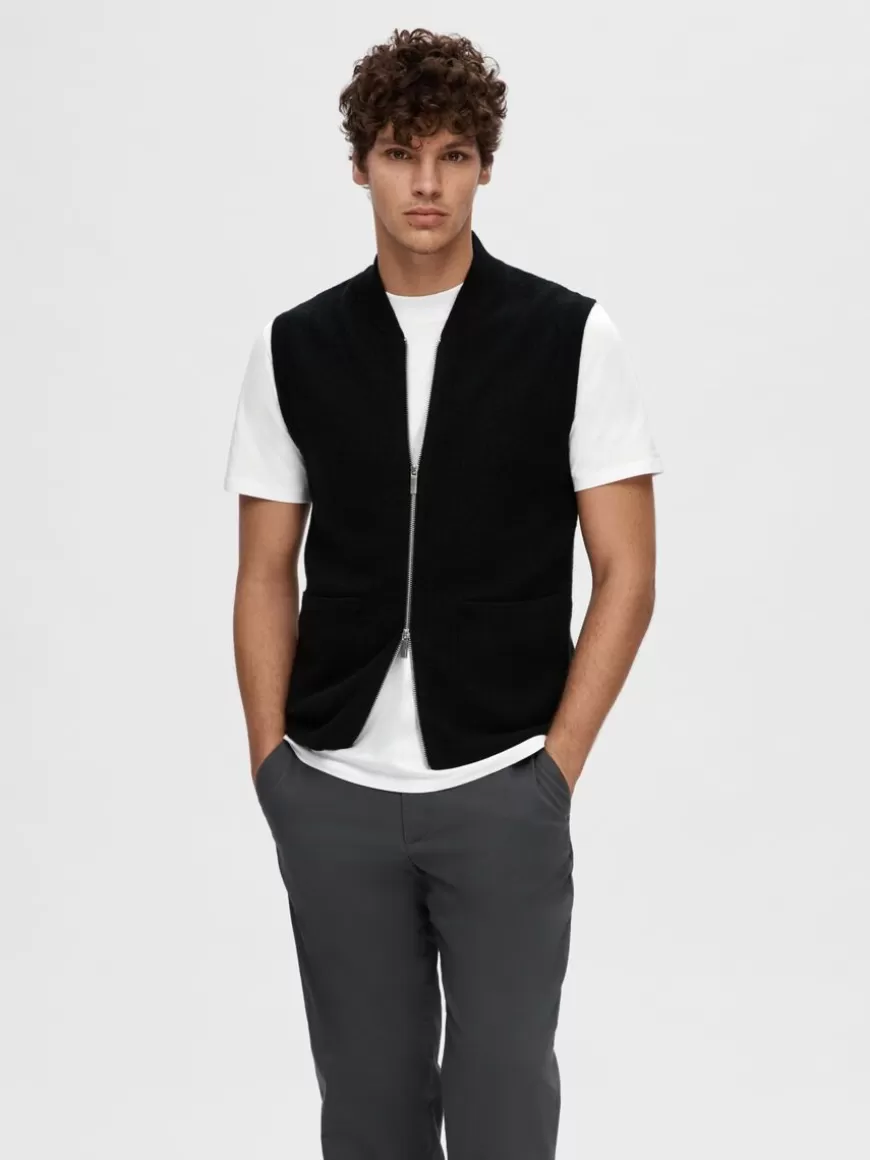 SELECTED MERINOULL VEST Black New