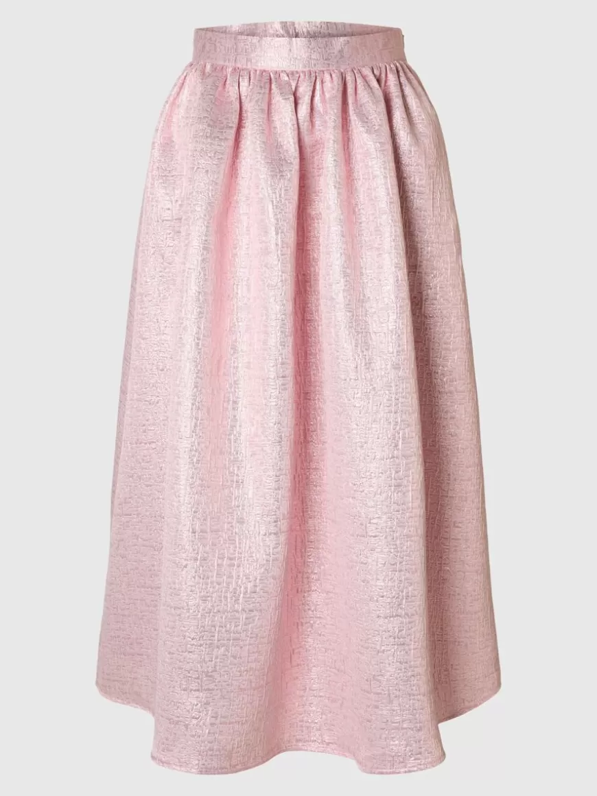 SELECTED METALLISK JACQUARD MAKSISKJØRT Pink Discount