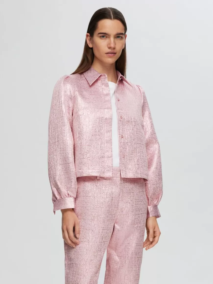 SELECTED METALLISK JACQUARD SKJORTE Pink Best