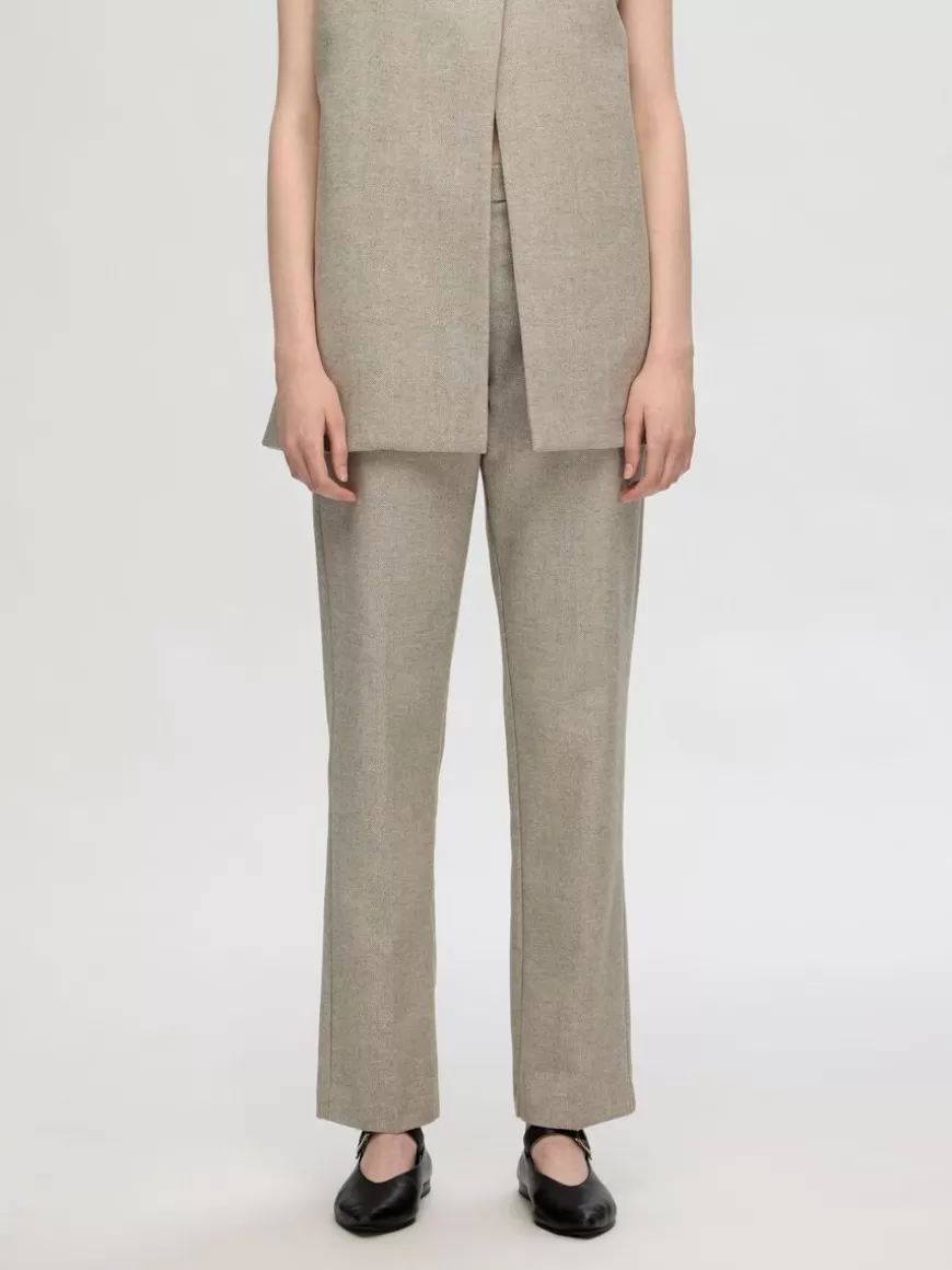 SELECTED MID WAIST BUKSE MED RETTE BEN Beige Flash Sale