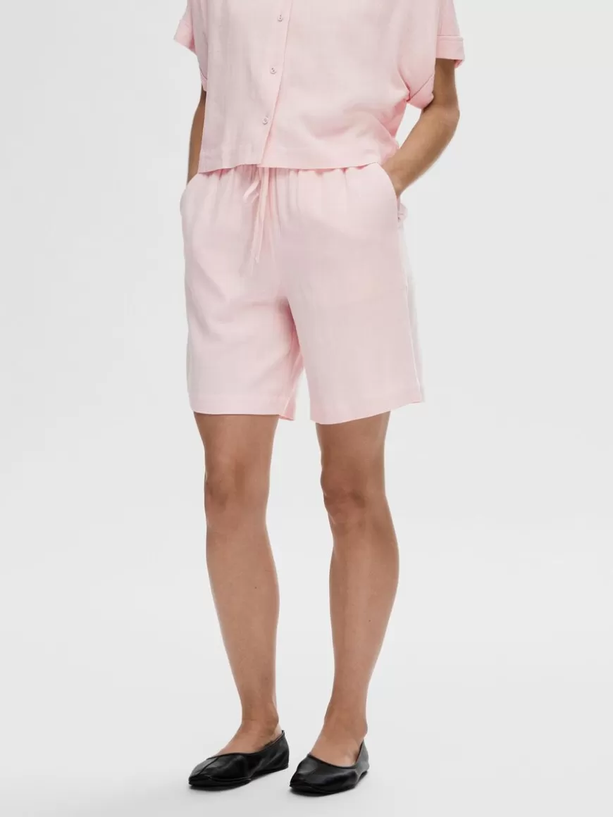 SELECTED MID-WAIST SHORTS Pink Clearance