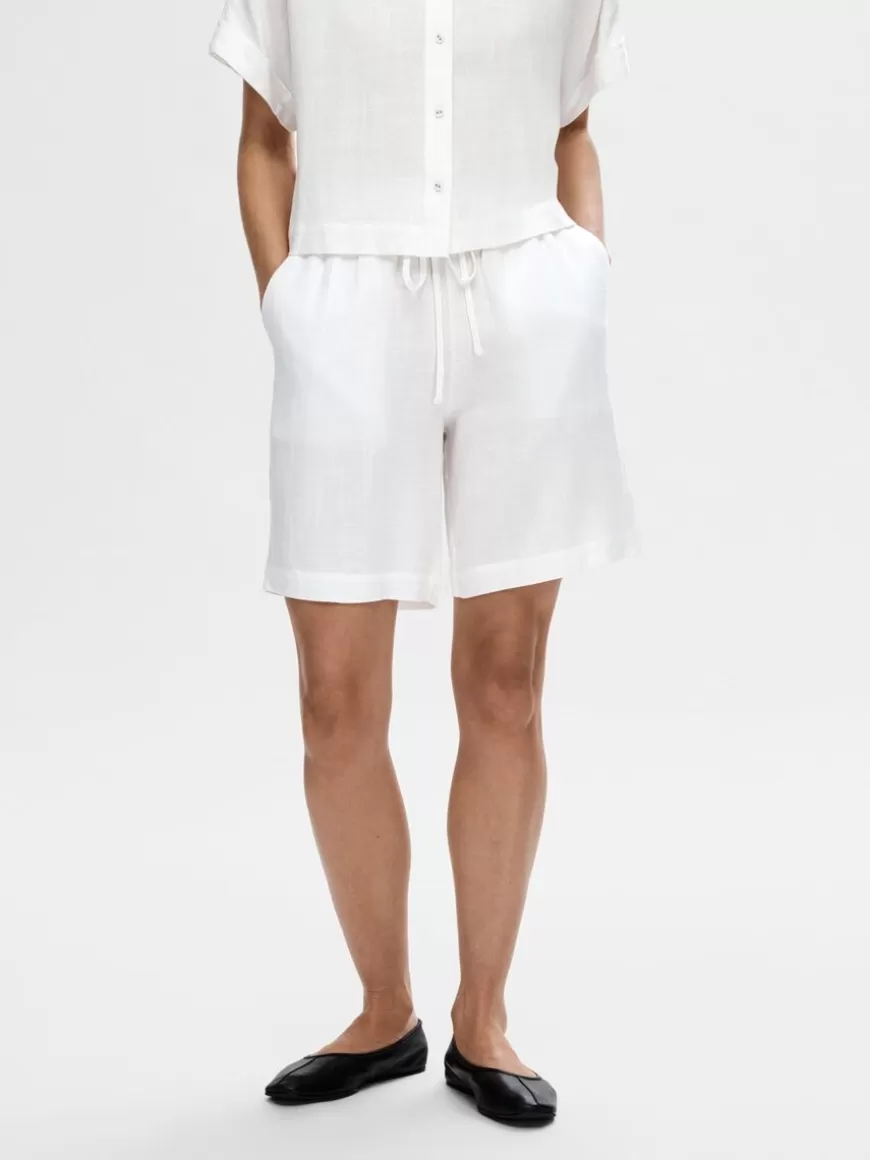 SELECTED MID-WAIST SHORTS White Cheap