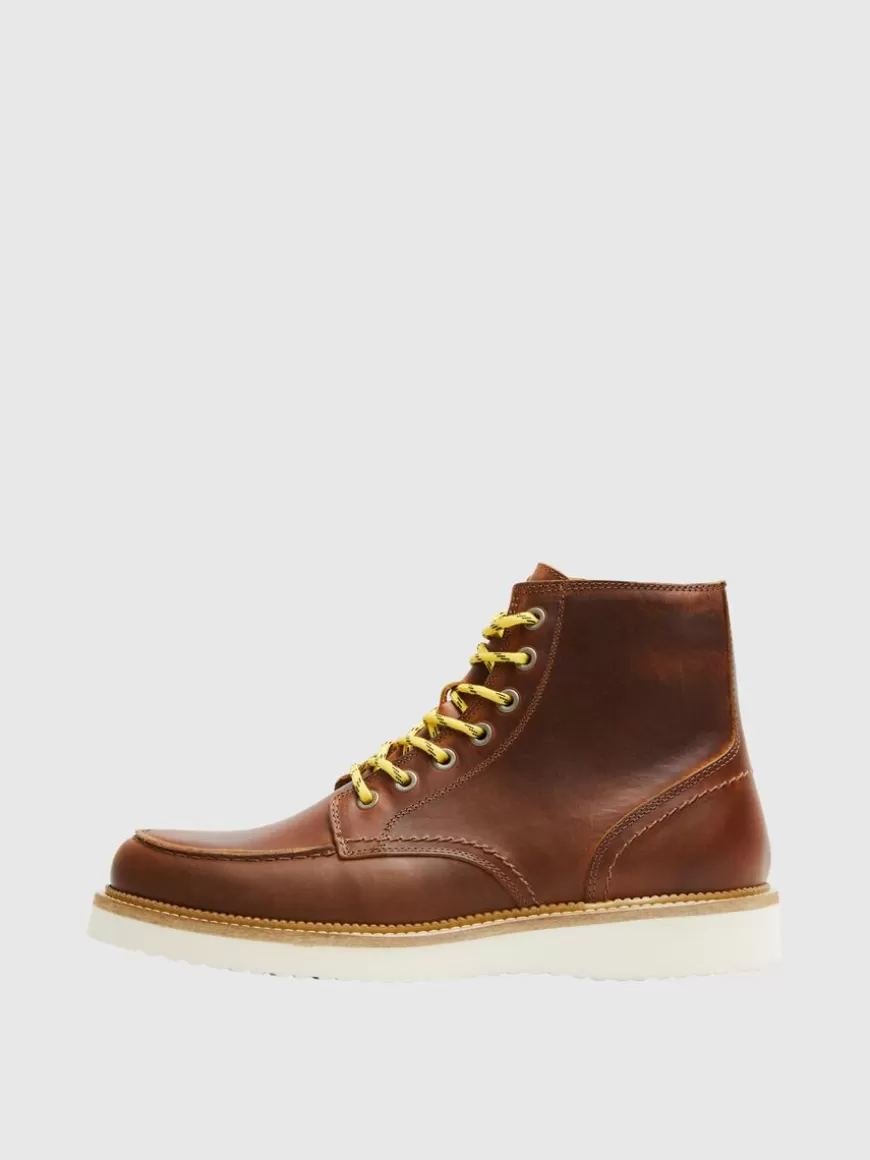 SELECTED MOC-TOE SKINNBOOTS Brown New