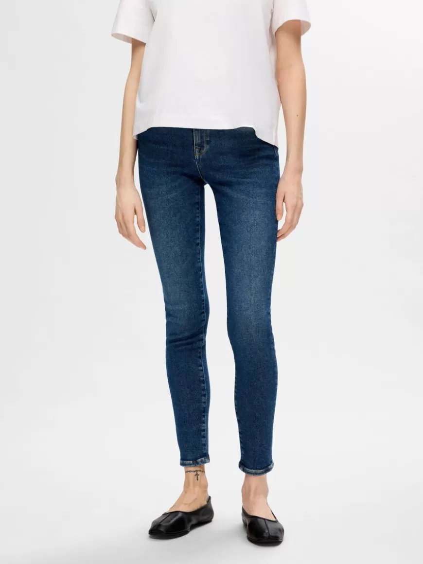 SELECTED MØRK VASK SKINNY FIT JEANS Blue Flash Sale