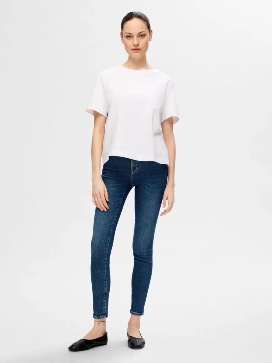 SELECTED MØRK VASK SKINNY FIT JEANS Blue Flash Sale