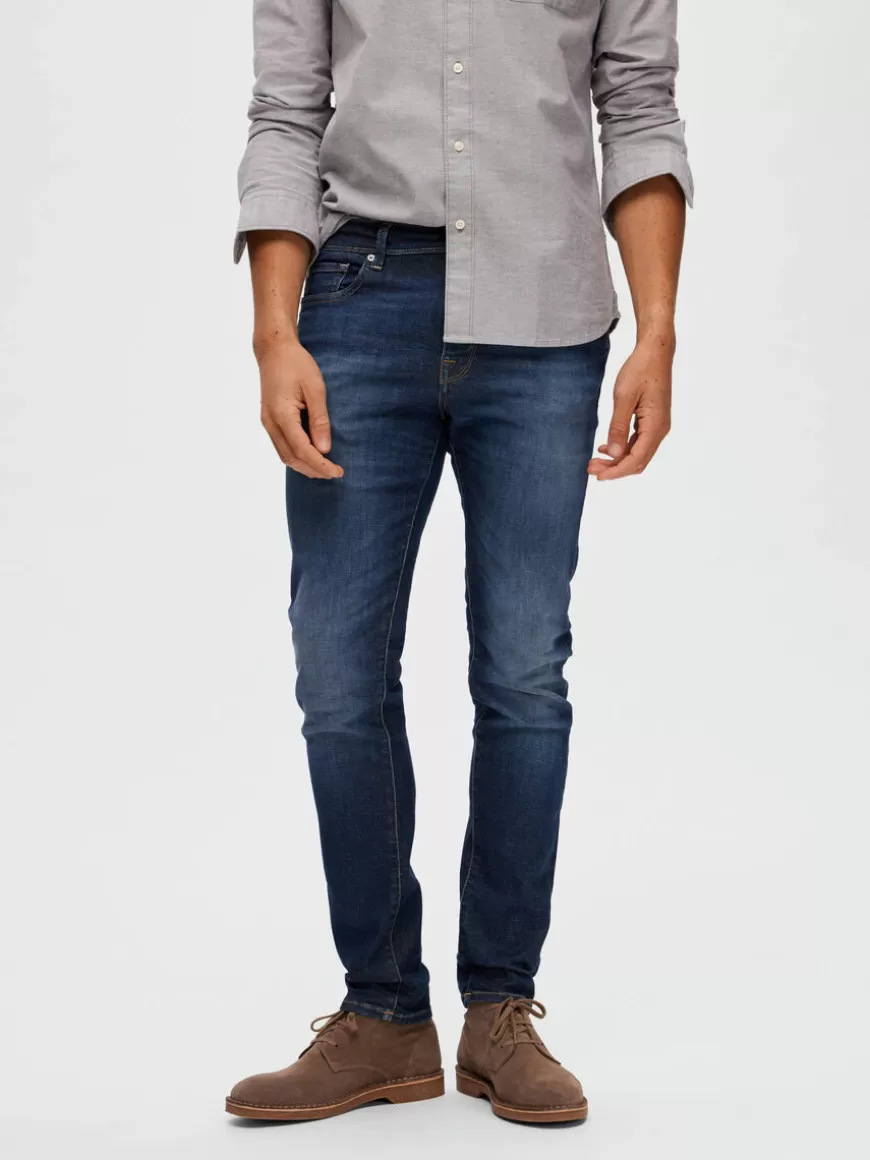 SELECTED MØRK VASK SLIM FIT JEANS Blue Discount