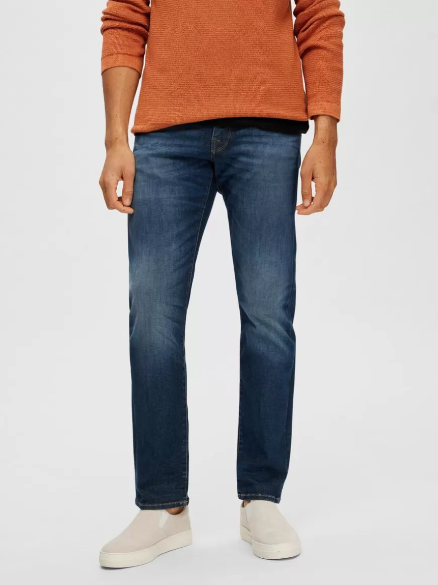 SELECTED MØRK VASK STRAIGHT FIT JEANS Blue Sale