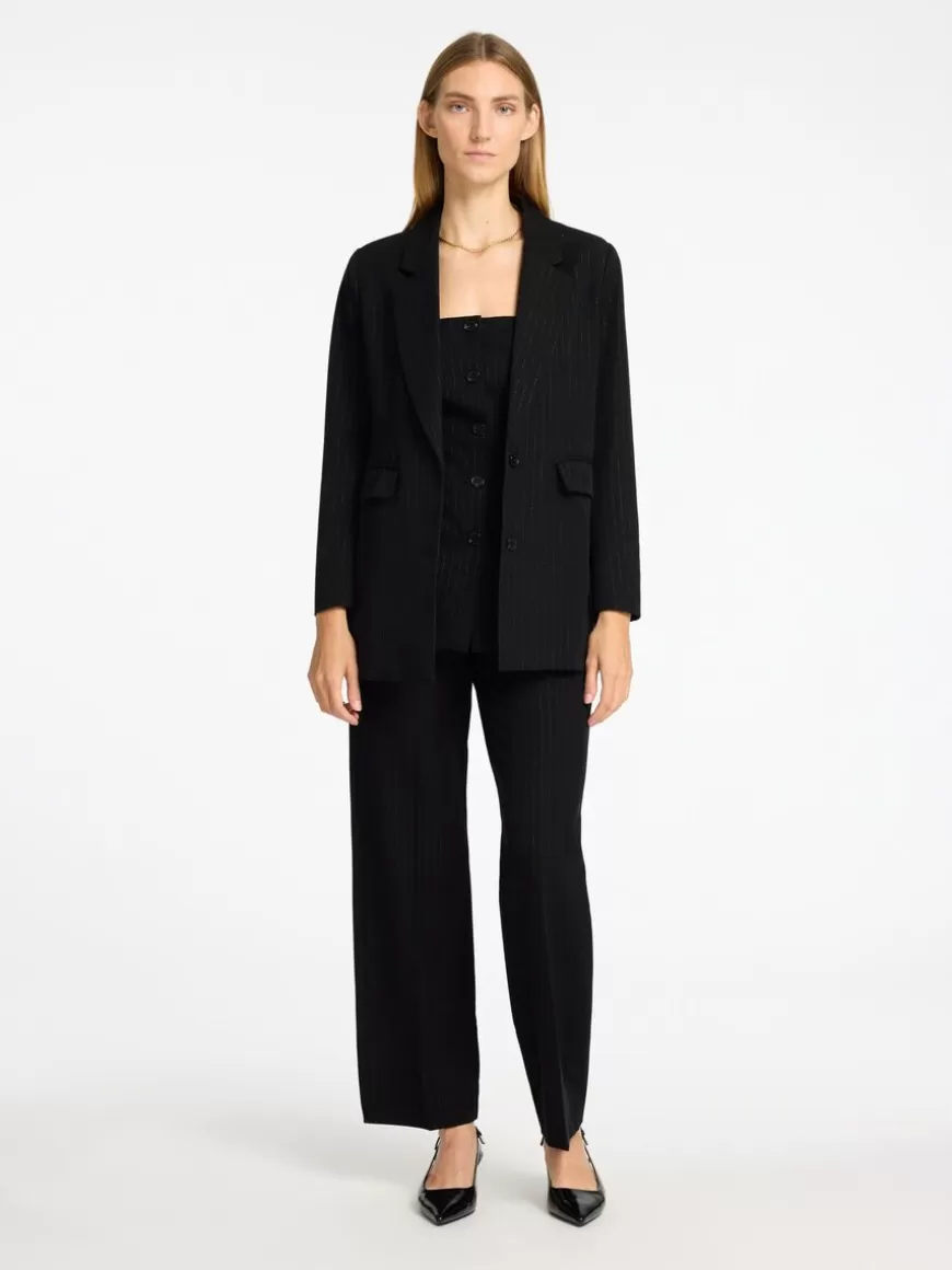 SELECTED NÅLESTRIPER I SØLV OVERSIZED BLAZER Black Clearance