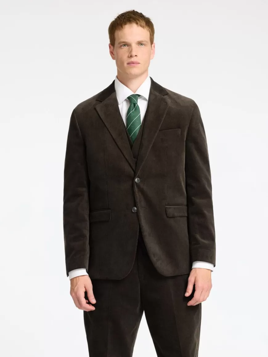 SELECTED NORMAL PASSFORM KORDFLØYEL BLAZER Brown Sale