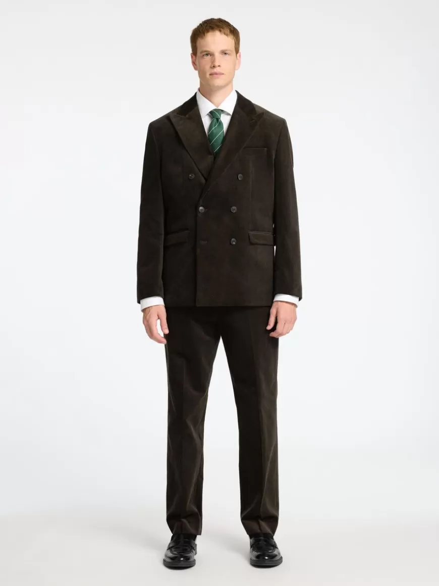 SELECTED NORMAL PASSFORM KORDFLØYEL DOBBELTSPENT BLAZER Brown Flash Sale