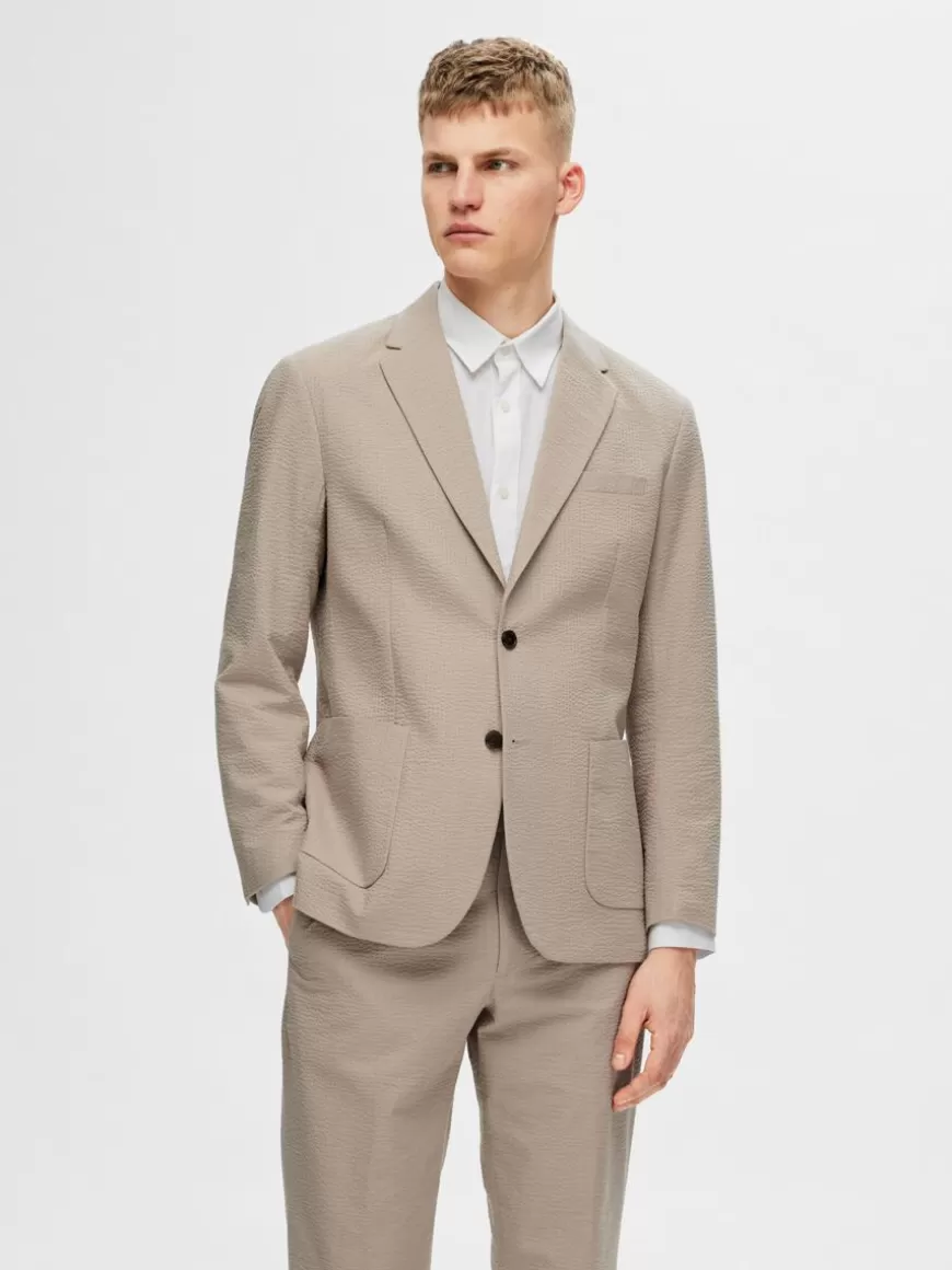 SELECTED NORMAL PASSFORM SEERSUCKER BLAZER Beige Best Sale