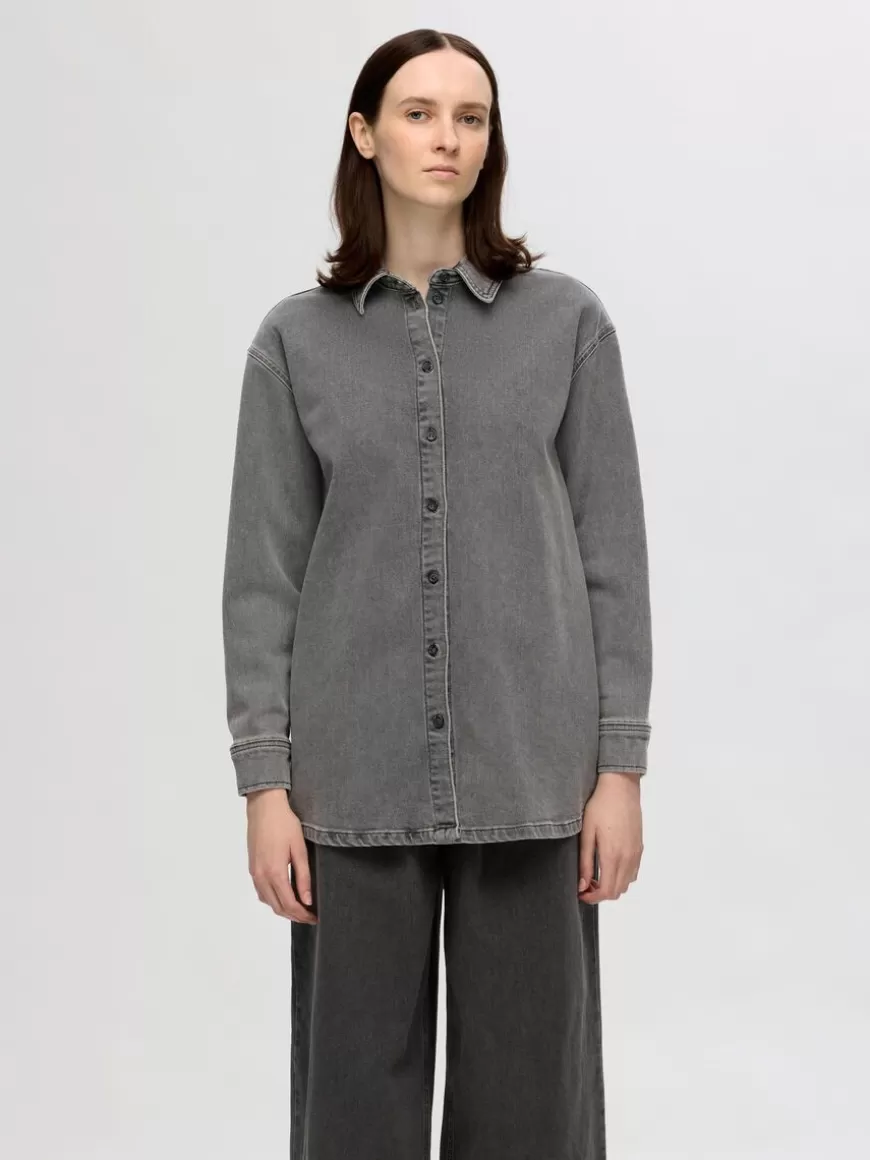 SELECTED OVERSIZED DENIMSKJORTE Grey Hot