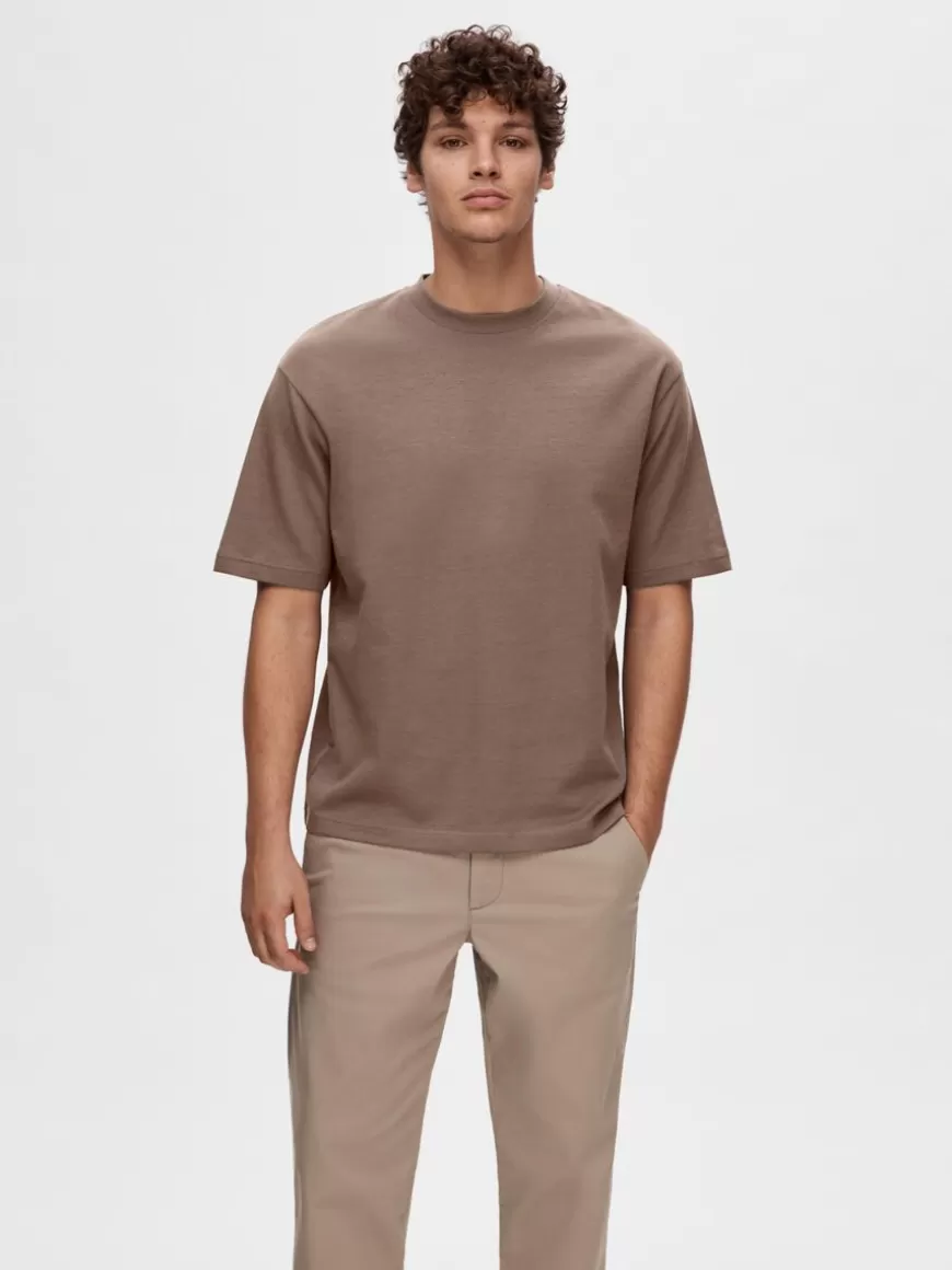 SELECTED OVERSIZED KORTERMET T-SKJORTE Brown Fashion