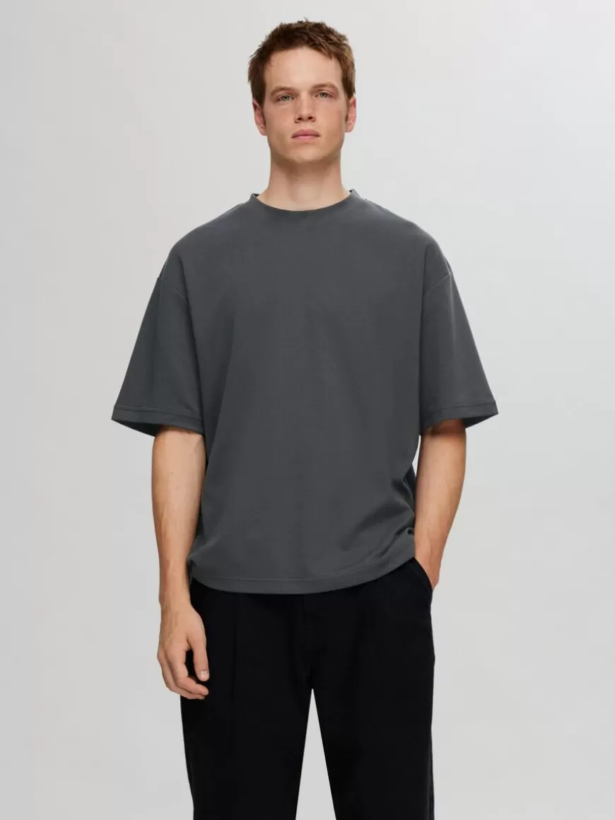 SELECTED OVERSIZED KORTERMET T-SKJORTE Grey Shop