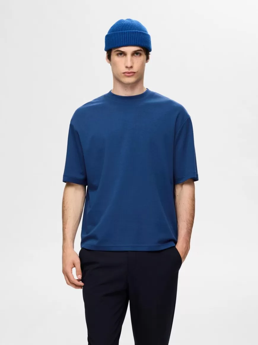 SELECTED OVERSIZED KORTERMET T-SKJORTE Blue Fashion