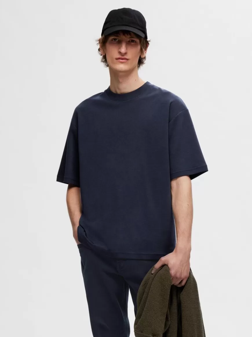 SELECTED OVERSIZED KORTERMET T-SKJORTE Blue Hot