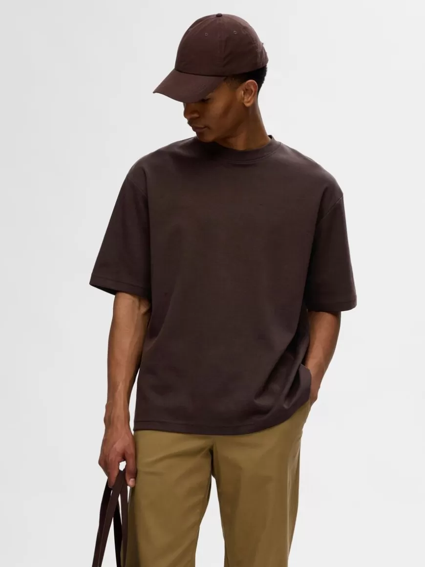 SELECTED OVERSIZED KORTERMET T-SKJORTE Brown Fashion