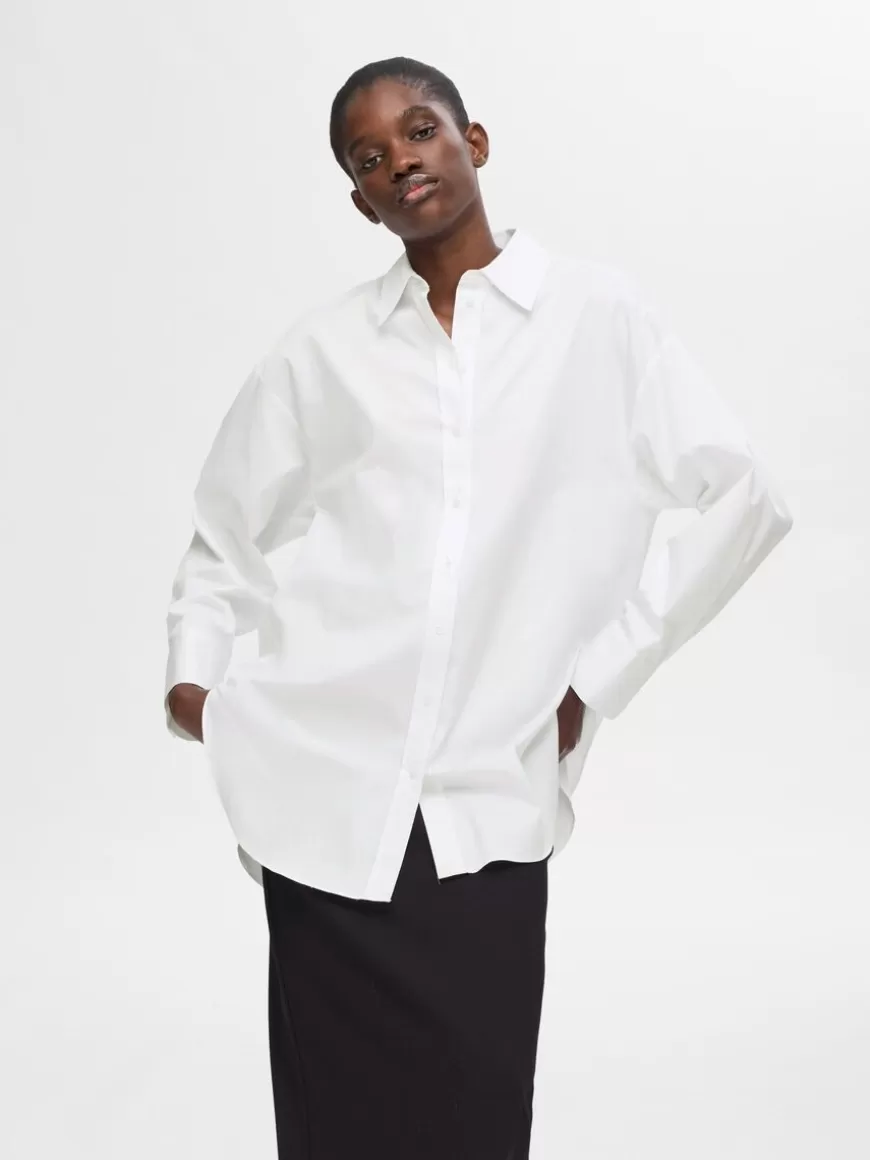 SELECTED OVERSIZED LANGERMET SKJORTE White Clearance