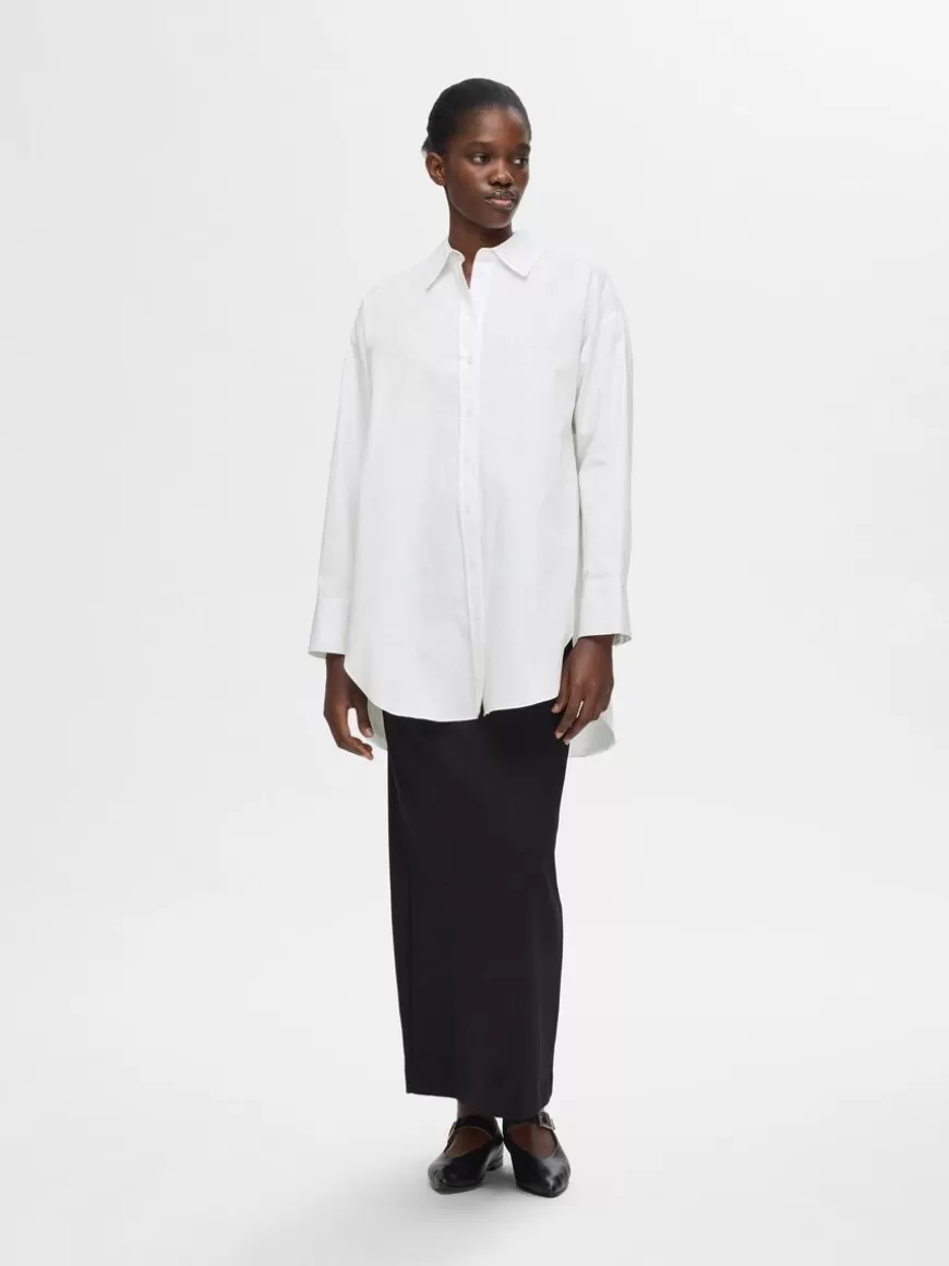 SELECTED OVERSIZED LANGERMET SKJORTE White Clearance