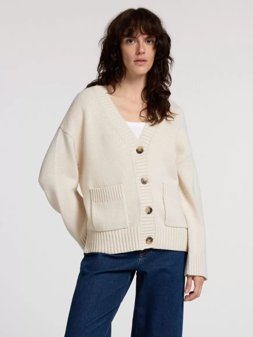 SELECTED OVERSIZED STRIKKET CARDIGAN Beige Cheap