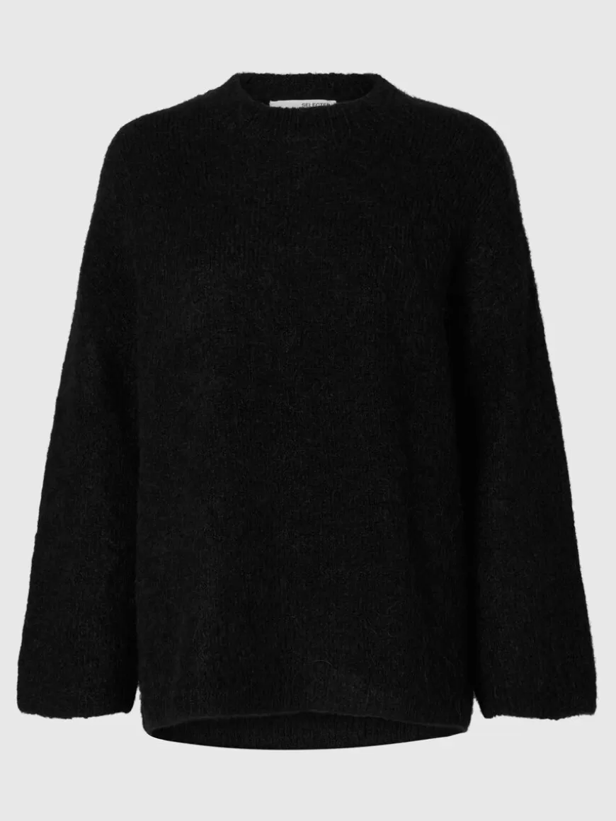 SELECTED OVERSIZED STRIKKET PULLOVER Black Best