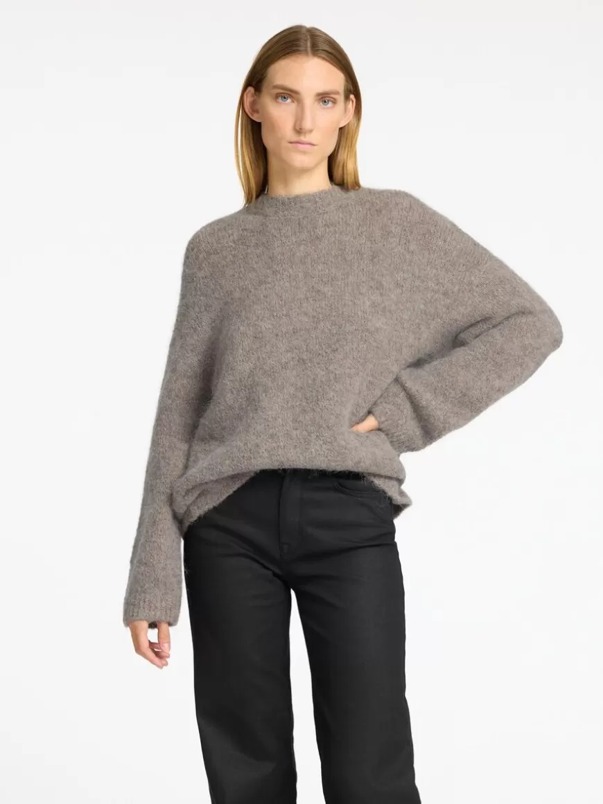 SELECTED OVERSIZED STRIKKET PULLOVER Grey Cheap