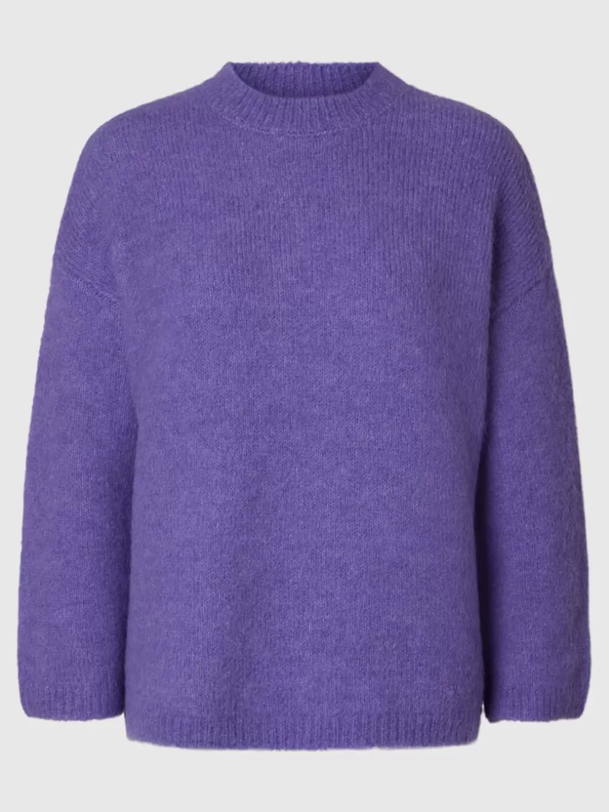 SELECTED OVERSIZED STRIKKET PULLOVER Purple Best