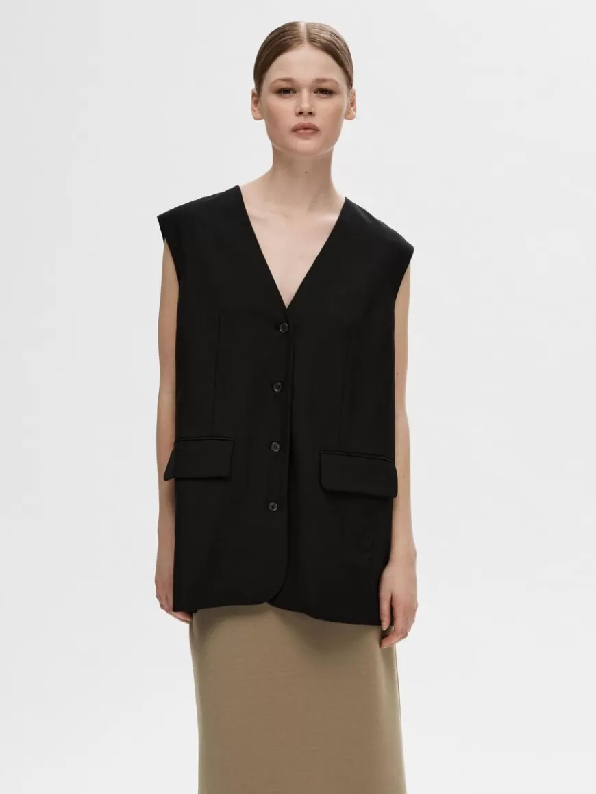 SELECTED OVERSIZED VEST Black Discount