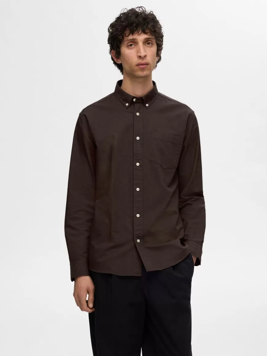 SELECTED OXFORD SKJORTE Brown Clearance