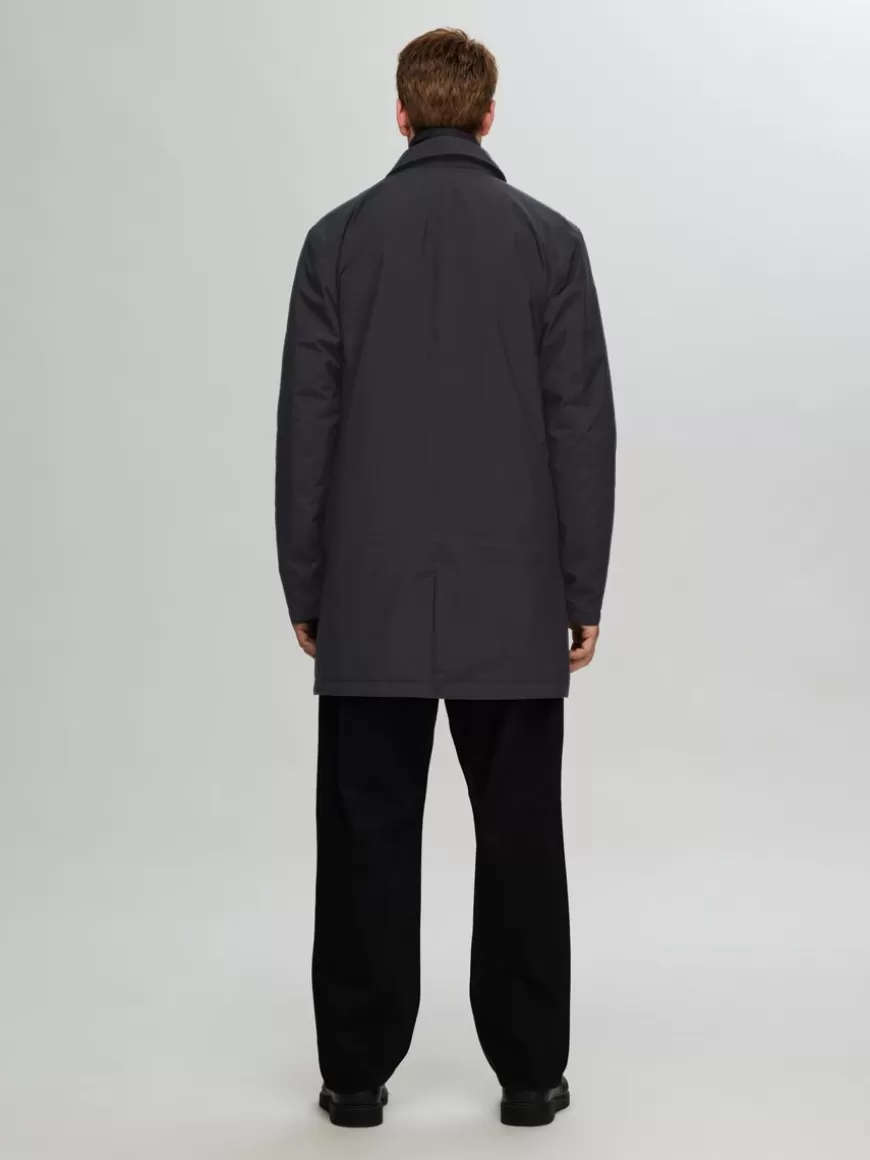 SELECTED POLSTRET 2-I-1 KÅPE Black New