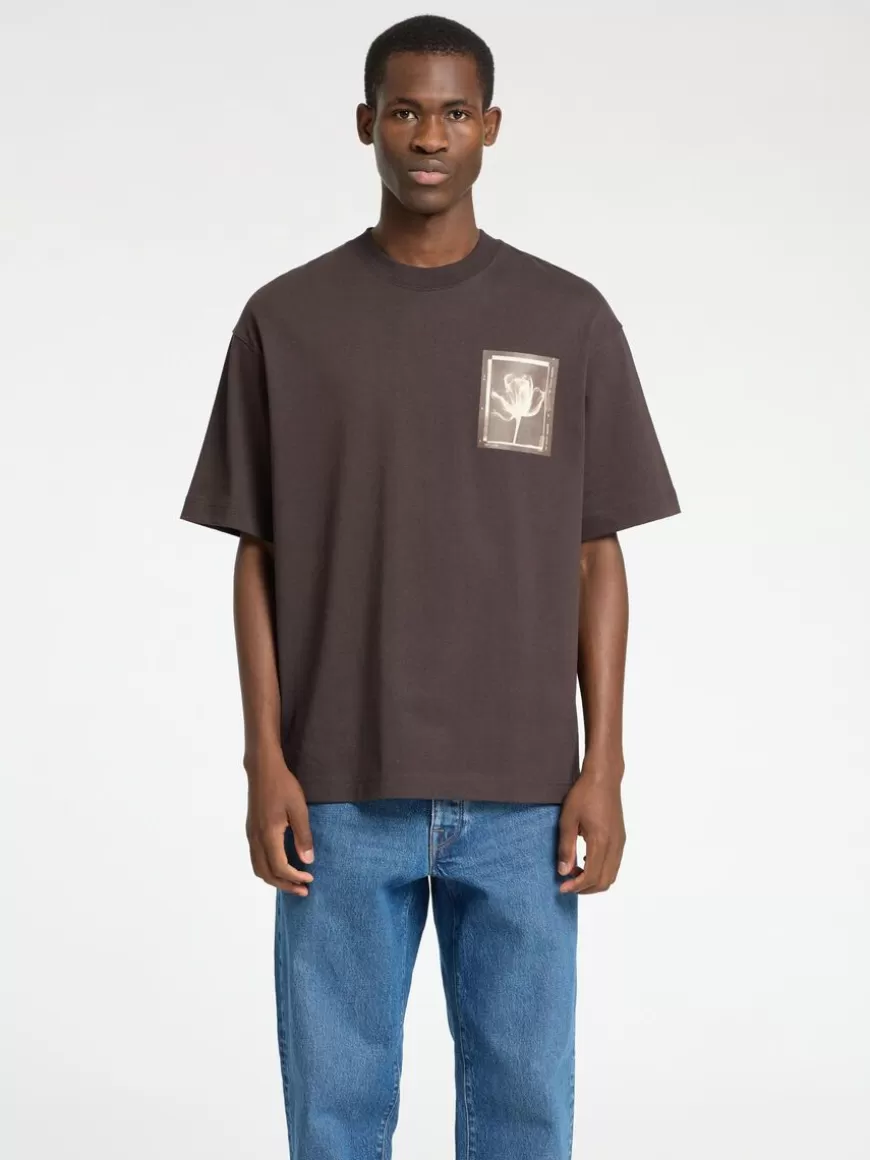 SELECTED PRINTET CREW NECK-T-SKJORTE Brown Fashion