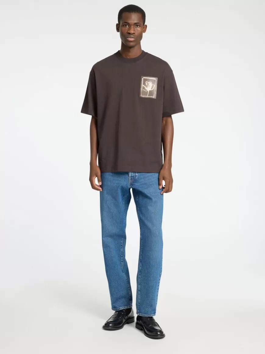 SELECTED PRINTET CREW NECK-T-SKJORTE Brown Fashion