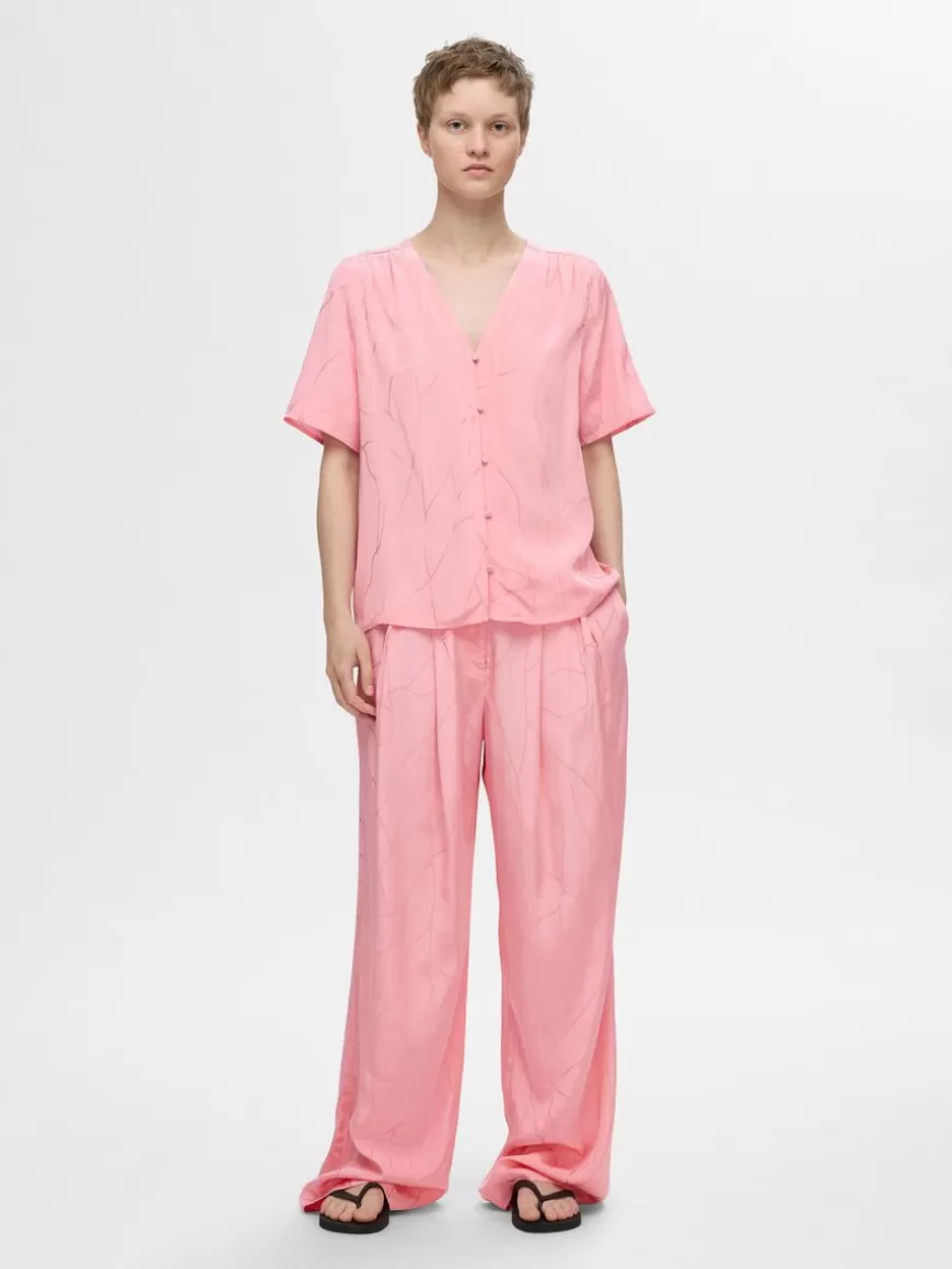 SELECTED PRINTET V-HALS-TOPP Pink Best Sale