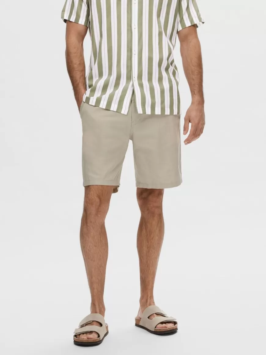 SELECTED REGULAR FIT SHORTS Beige Flash Sale