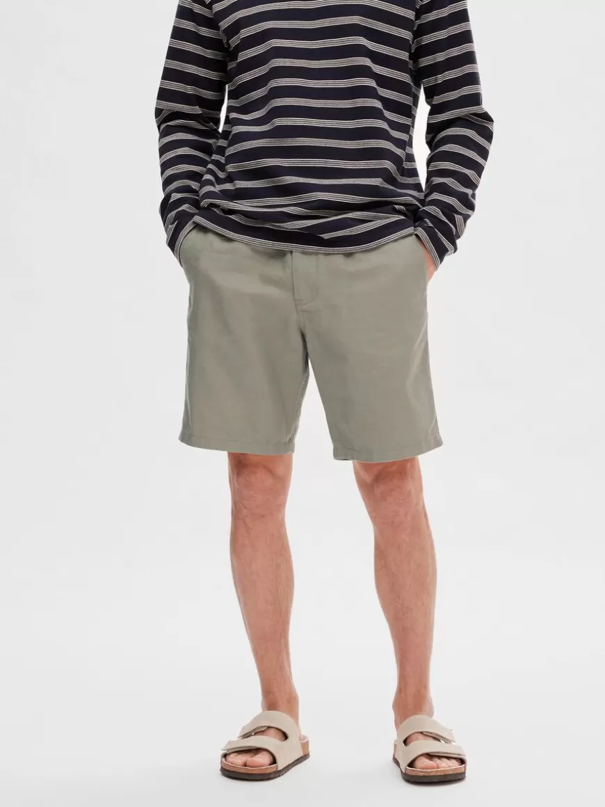 SELECTED REGULAR FIT SHORTS Green Flash Sale