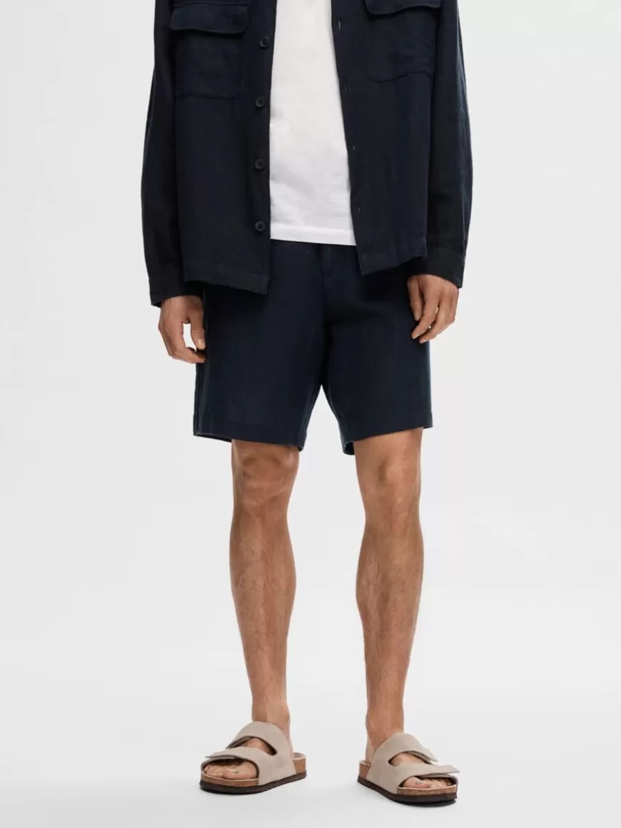 SELECTED REGULAR FIT SHORTS Blue Flash Sale