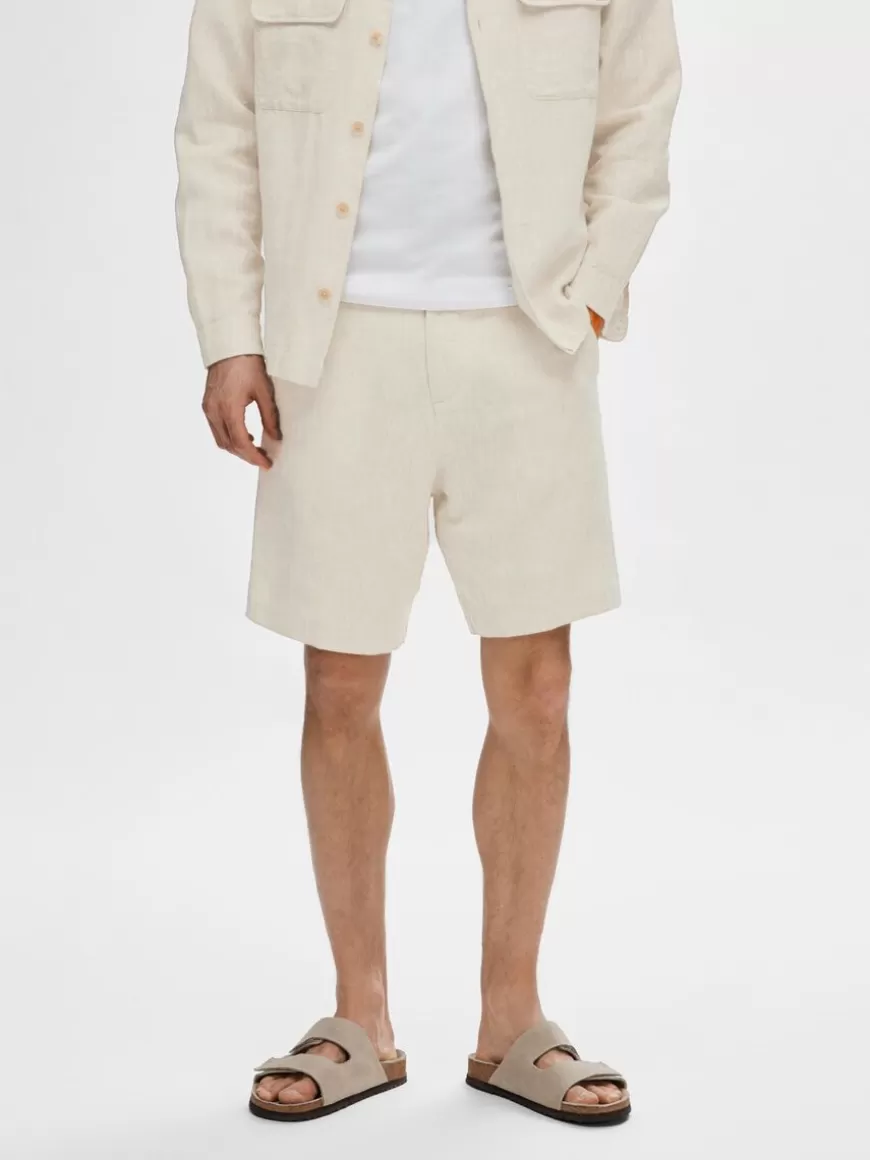 SELECTED REGULAR FIT SHORTS Beige Discount