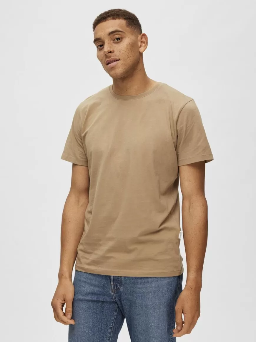 SELECTED REGULAR T-SKJORTE Brown Cheap