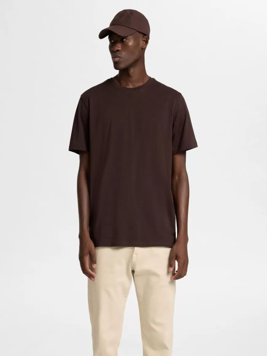 SELECTED REGULAR T-SKJORTE Brown Cheap