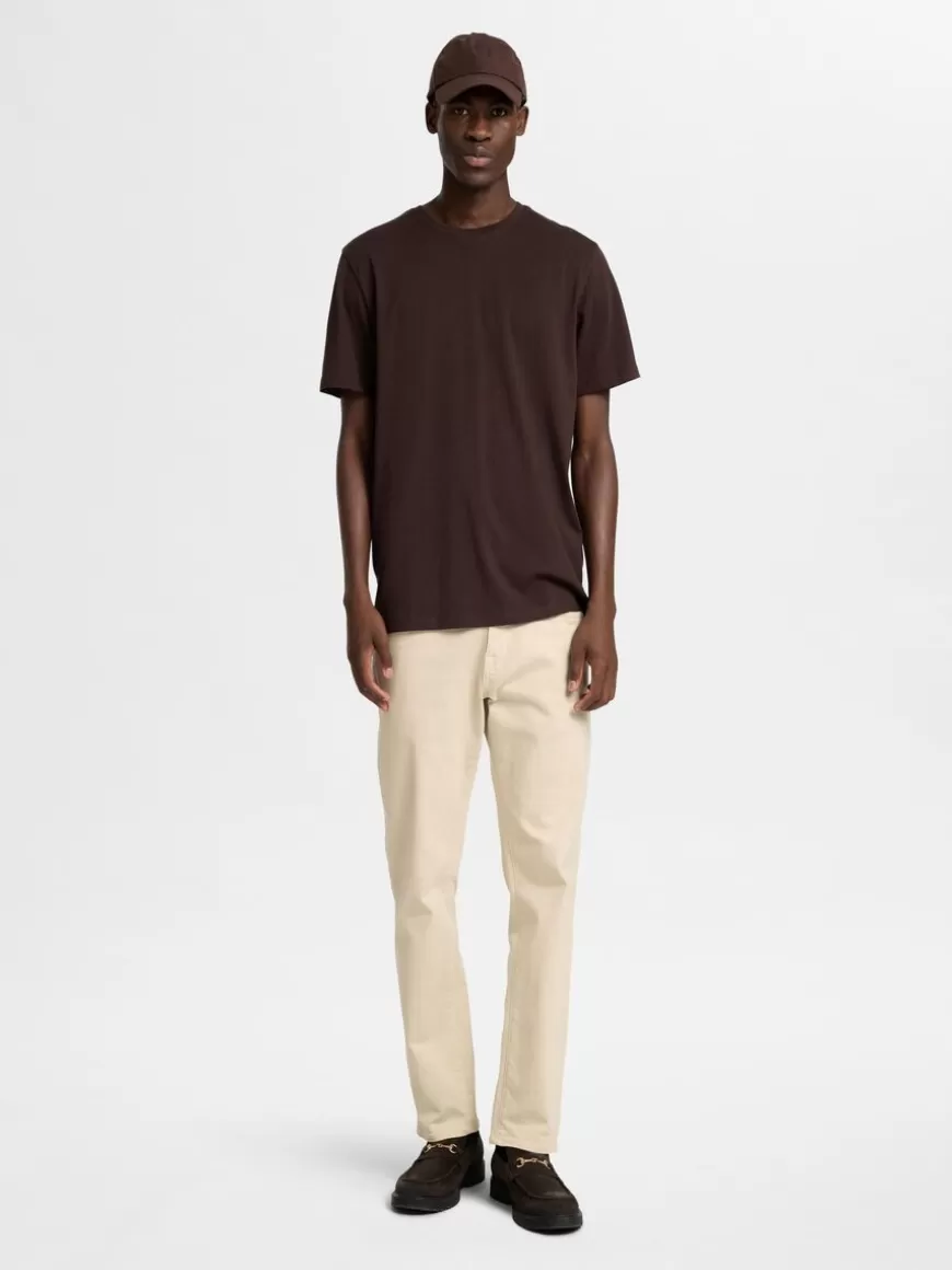 SELECTED REGULAR T-SKJORTE Brown Cheap