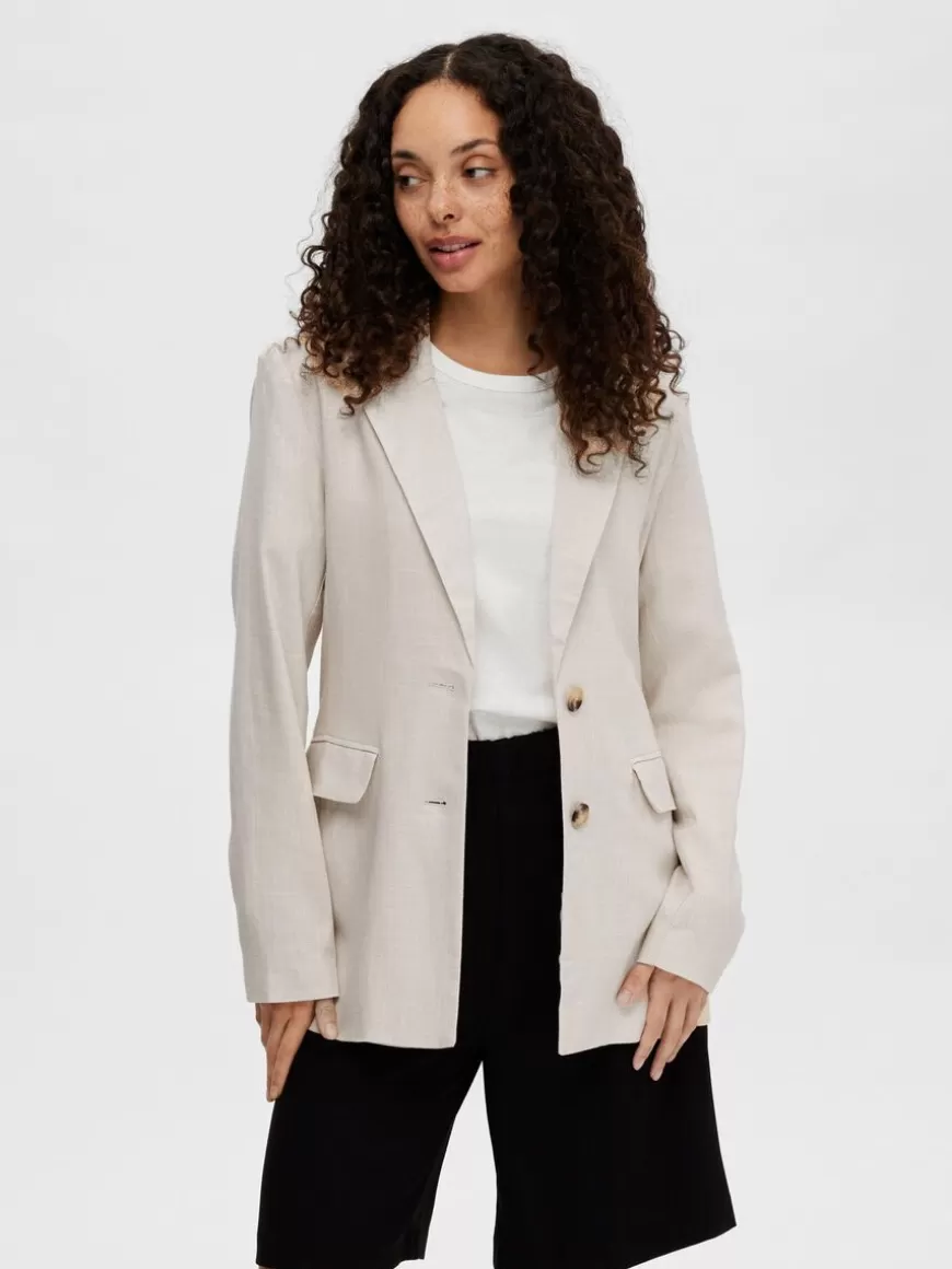 SELECTED RELAXED FIT BLAZER Beige Flash Sale